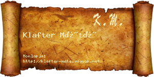 Klafter Máté névjegykártya